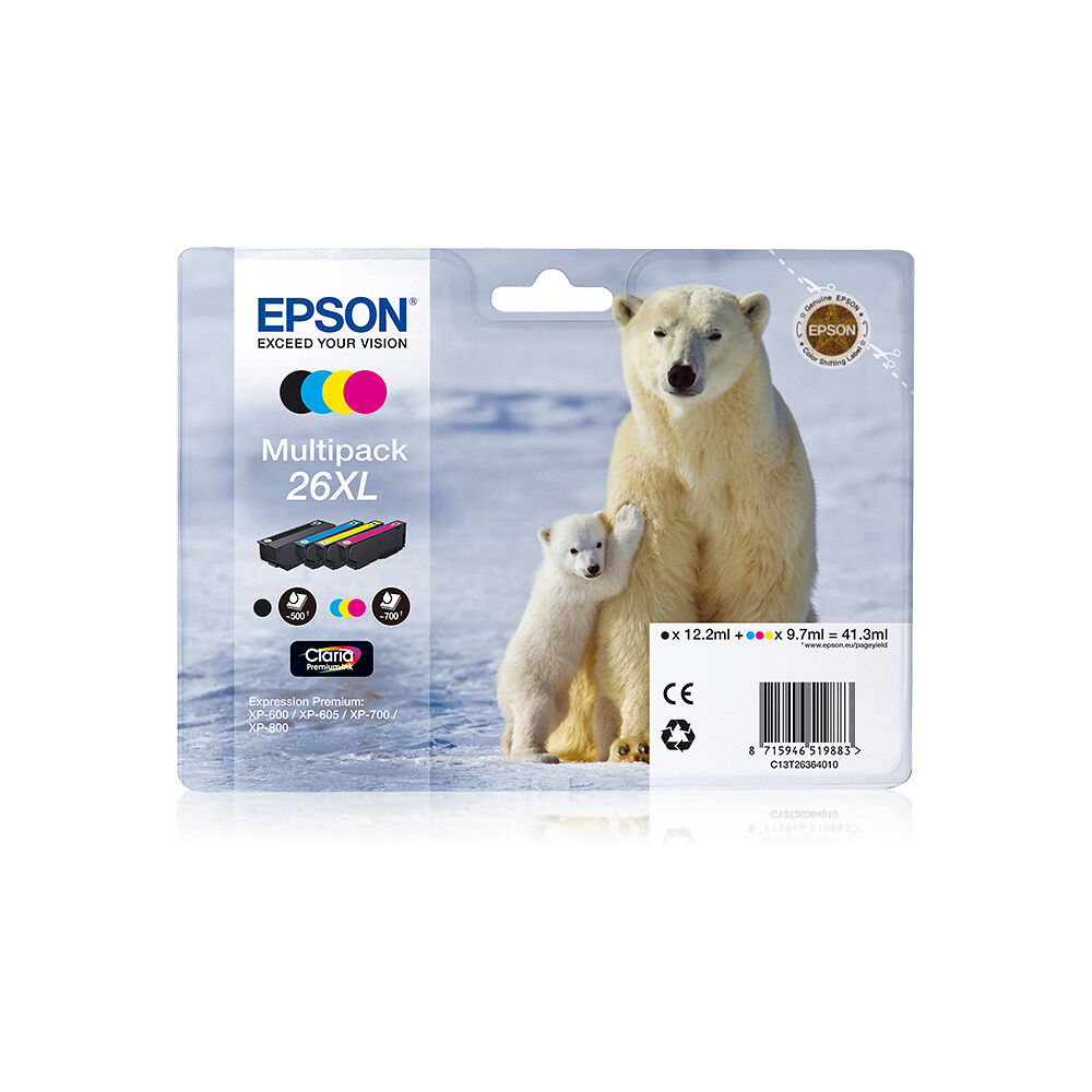 EPSON Epson Polar bear Flerpack 4 färger 26XL Claria Premium-bläck