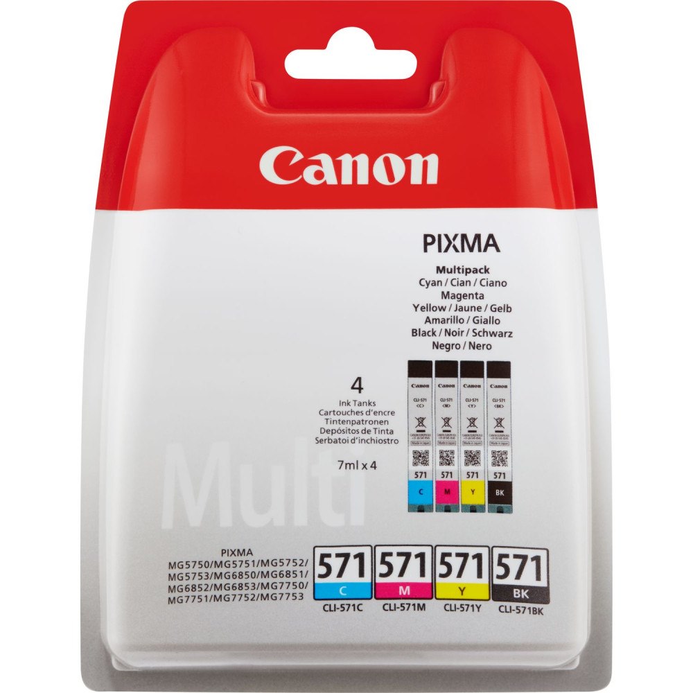 CANON Canon CLI-571 Multipack bläckpatroner 4 styck Original Svart, Cyan, Magenta, Gul