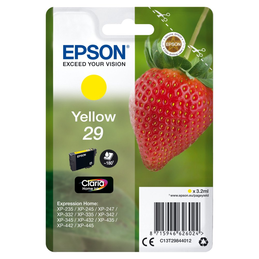 EPSON Epson Strawberry Singlepack Yellow 29 Claria Home Ink