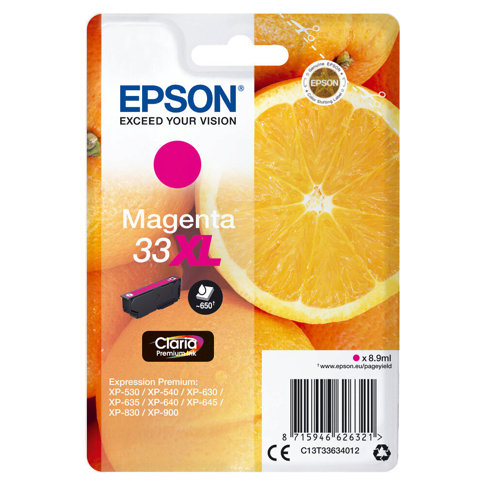 EPSON Epson Oranges Singlepack Magenta 33XL Claria Premium Ink