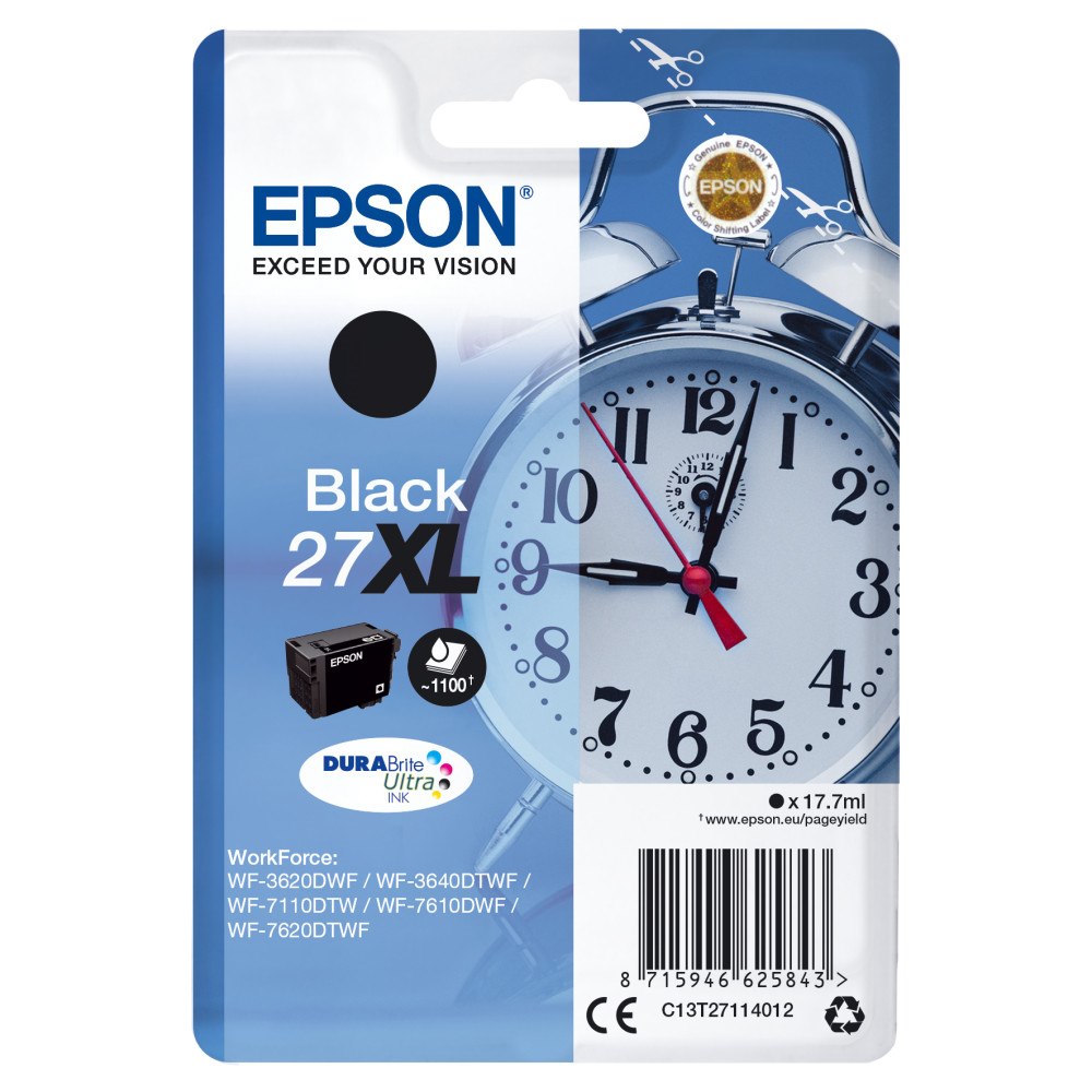 EPSON Epson Alarm clock Singlepack Black 27XL DURABrite Ultra Ink