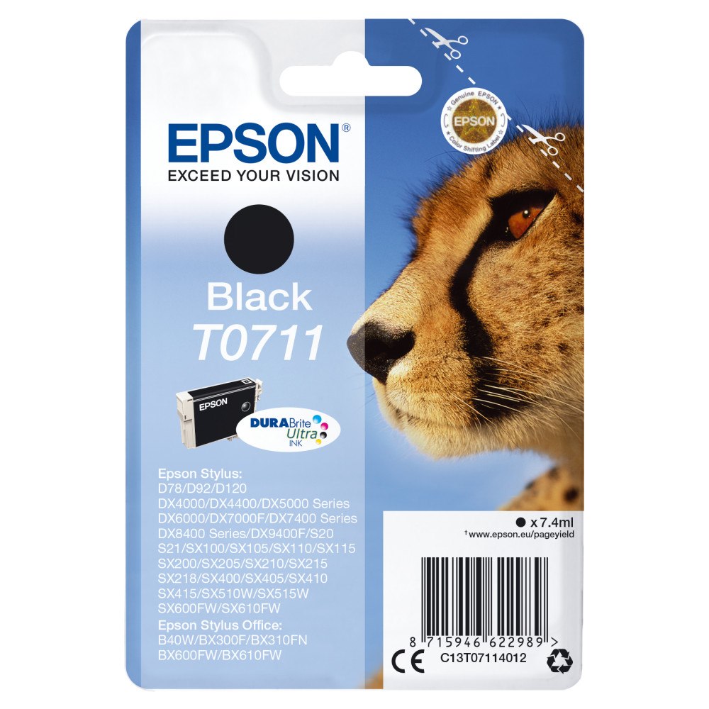 EPSON Epson Cheetah Enpack svart T0711 DURABrite Ultra-bläck