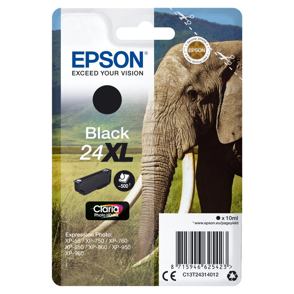 EPSON Epson Elephant Enpack svart 24XL Claria Photo HD-bläck