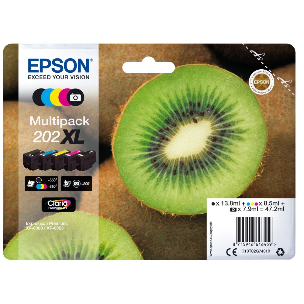 EPSON Epson Kiwi Multipack 5-colours 202XL Claria Premium Ink