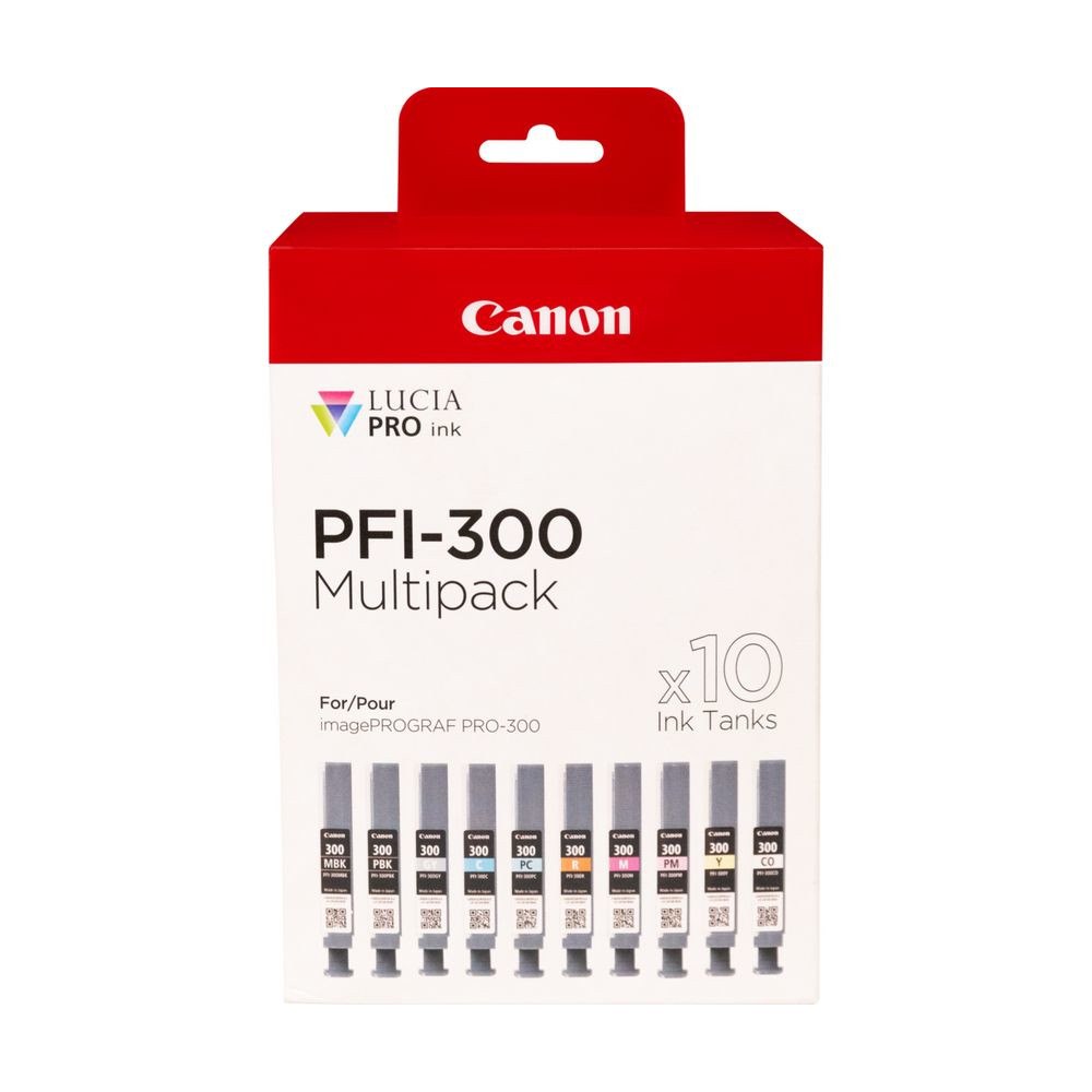 CANON Canon PFI-300 bläckpatroner 10 styck Original Svart, Blå, Cyan, Grå, Magenta, Fotosvart, Fotomagenta, Röd, Gul