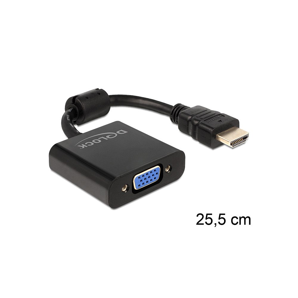 DeLOCK DeLOCK 65512 videokabeladapter 0,254 m VGA (D-Sub) HDMI Typ A (standard) Svart