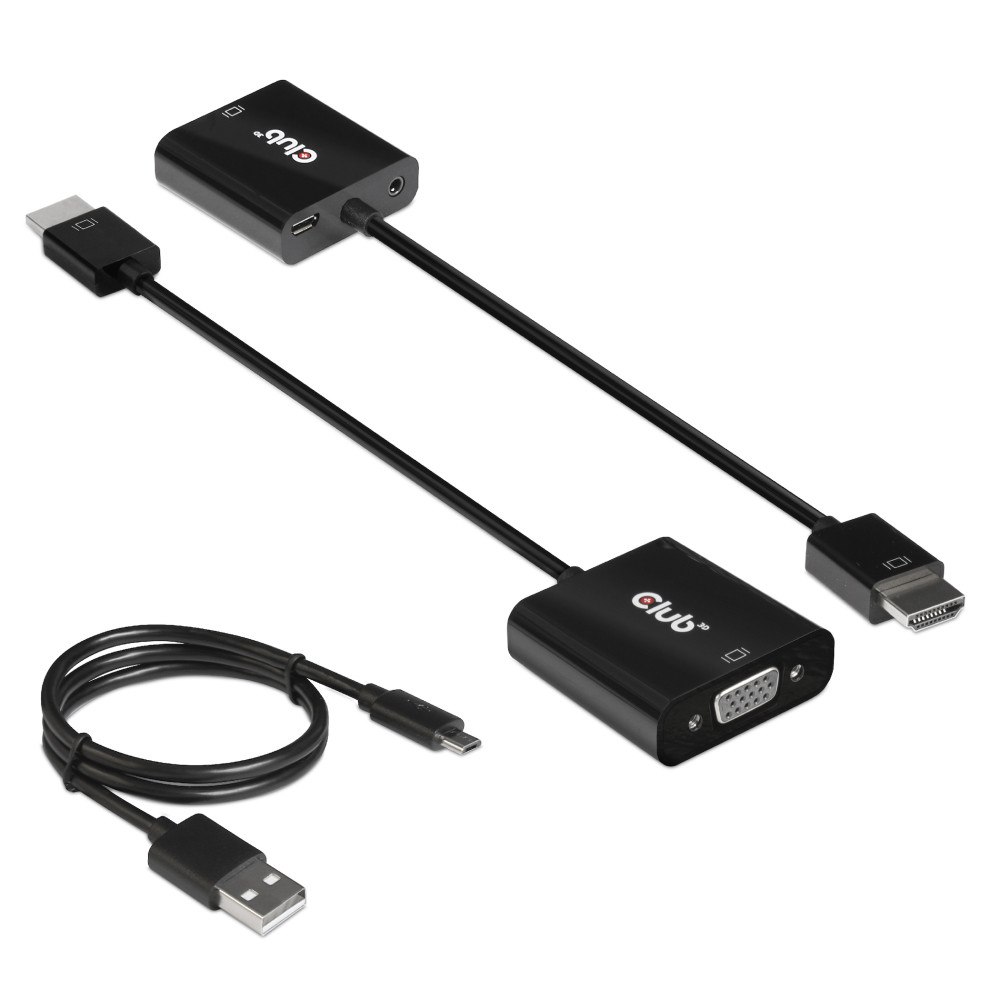 Club 3D CLUB3D CAC-1302 videokabeladapter 0,5 m HDMI Typ A (standard) VGA (D-Sub) Svart