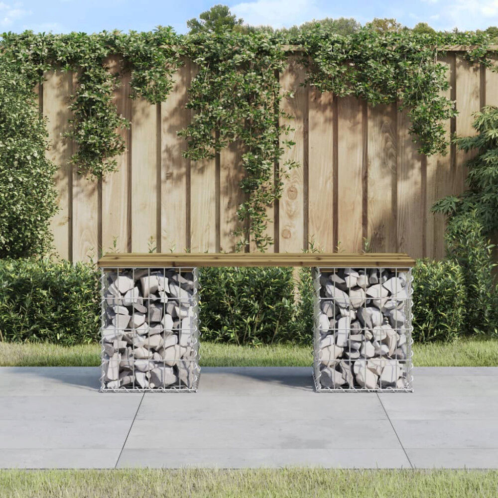 vidaXL Trädgårdsbänk gabion-design 103x31x42 cm impregnerad furu