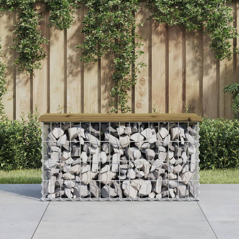 vidaXL Trädgårdsbänk gabion-design 83x31,5x42 cm impregnerad furu