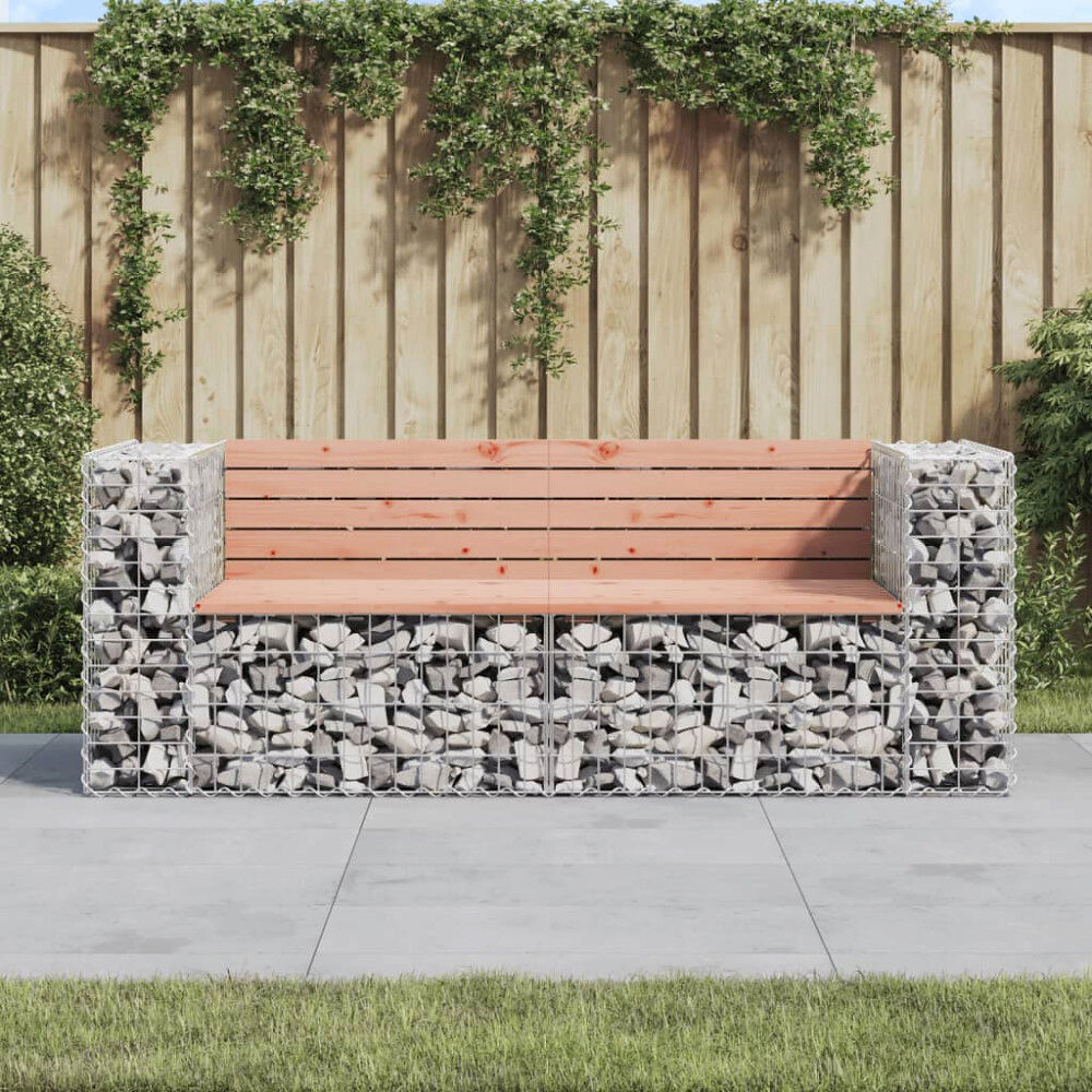 vidaXL Trädgårdsbänk gabiondesign 184x71x65,5 cm massivt douglasträ