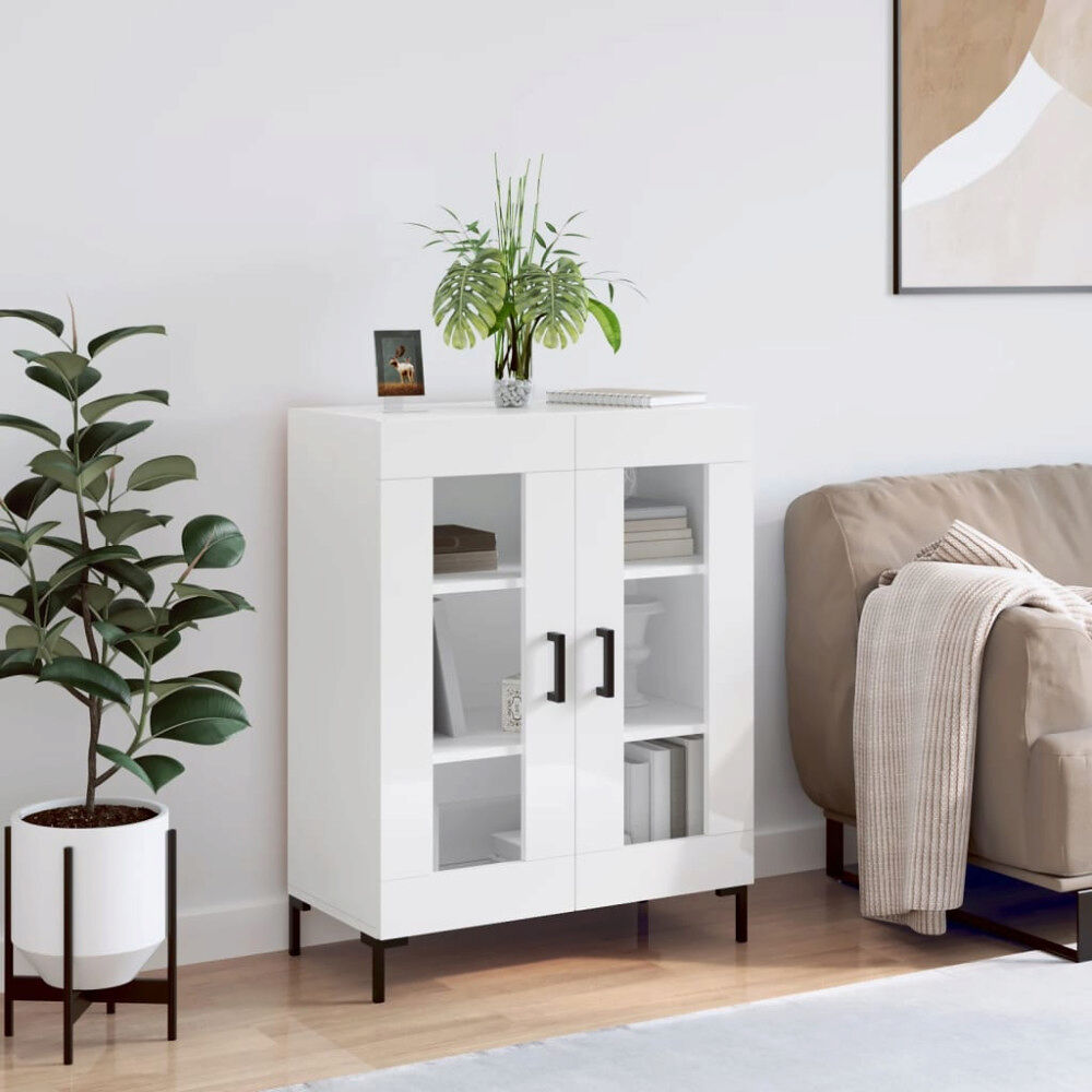 vidaXL Skänk vit högglans 69,5x34x90 cm konstruerat trä