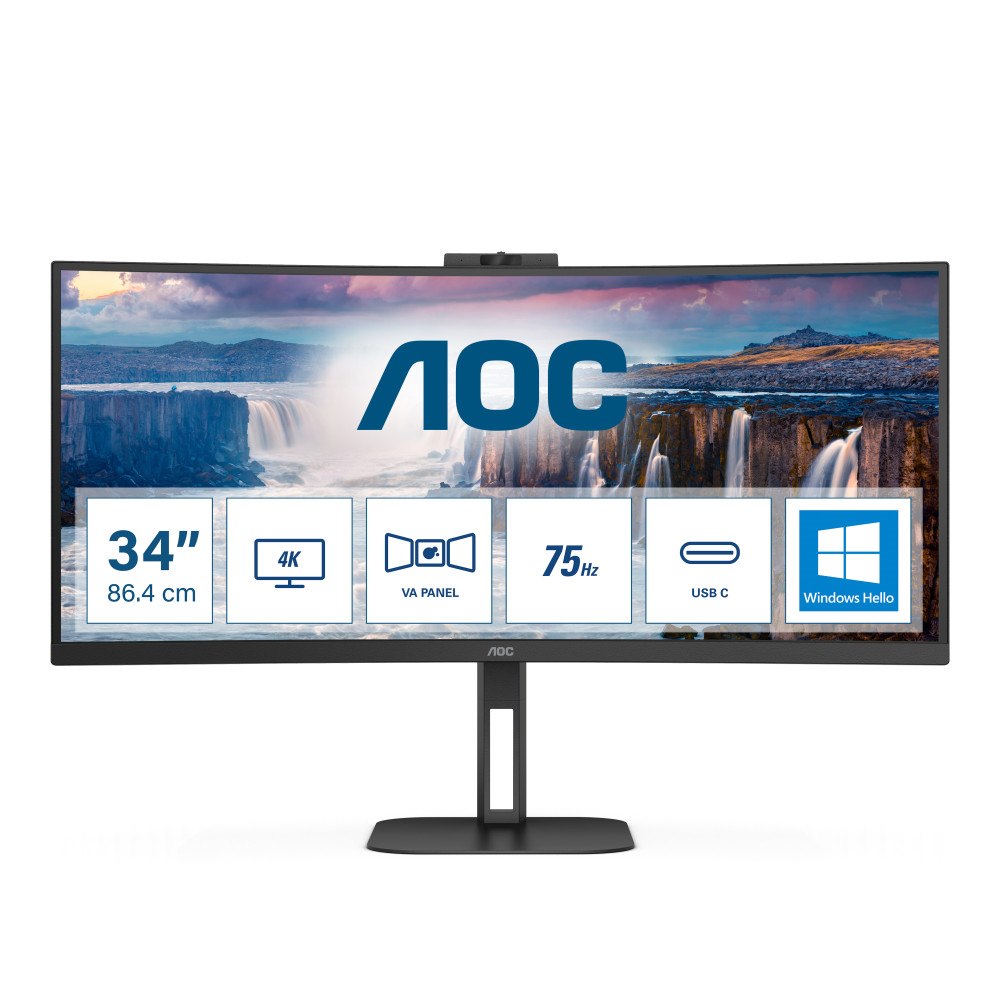 AOC AOC V5 CU34V5CW LED display 86,4 cm (34") 3440 x 1440 pixlar Wide Quad HD Svart