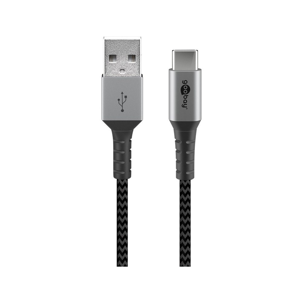 Goobay Goobay 49297 USB-kablar 2 m USB 2.0 USB C USB A Svart, Grå