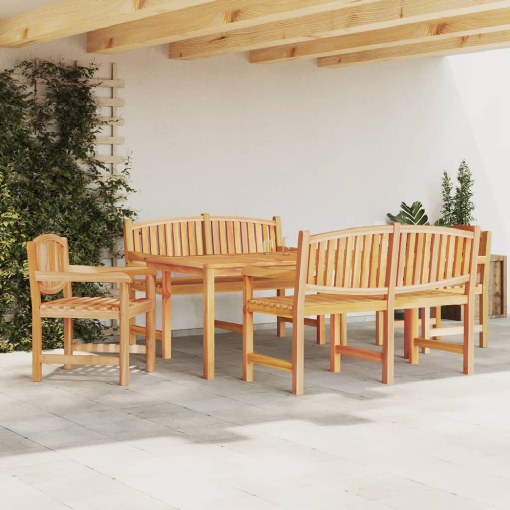 vidaXL Matgrupp för trädgården 5 delar massiv teak