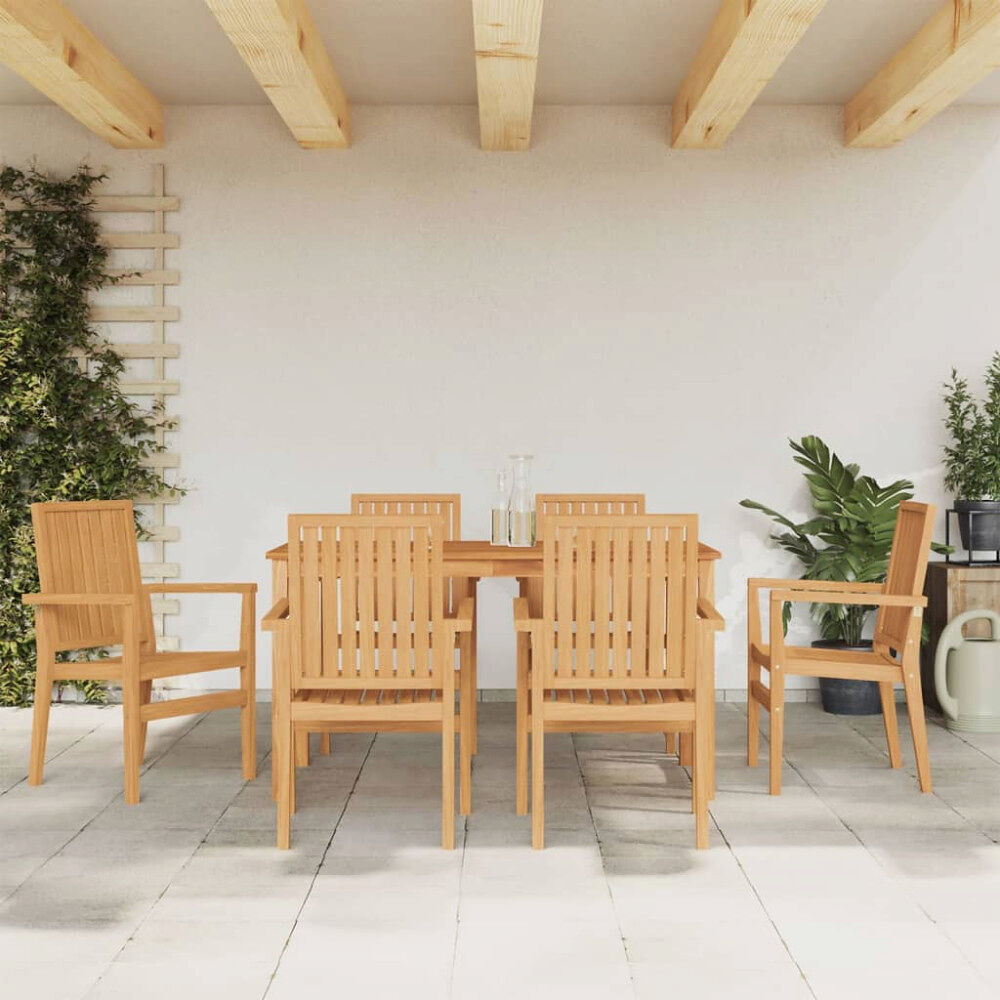 vidaXL Matgrupp för trädgården 7 delar massiv teak