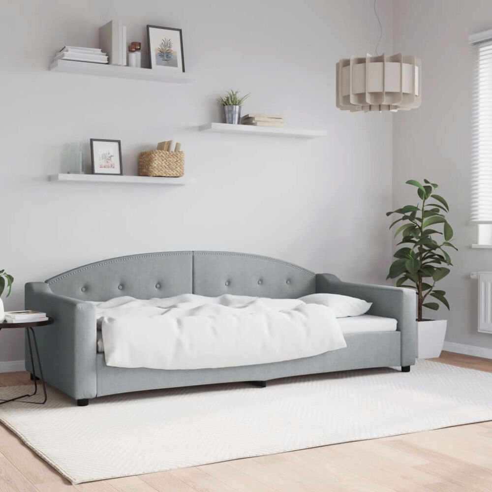 vidaXL Dagbädd ljusgrå 90x200 cm tyg