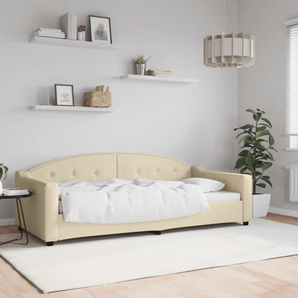 vidaXL Dagbädd gräddvit 90x200 cm tyg