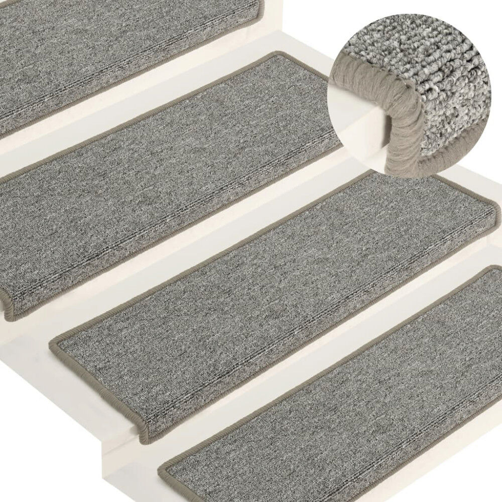 vidaXL Trappmattor 15 st 65x21x4 cm ljusgrå rektangulär kant