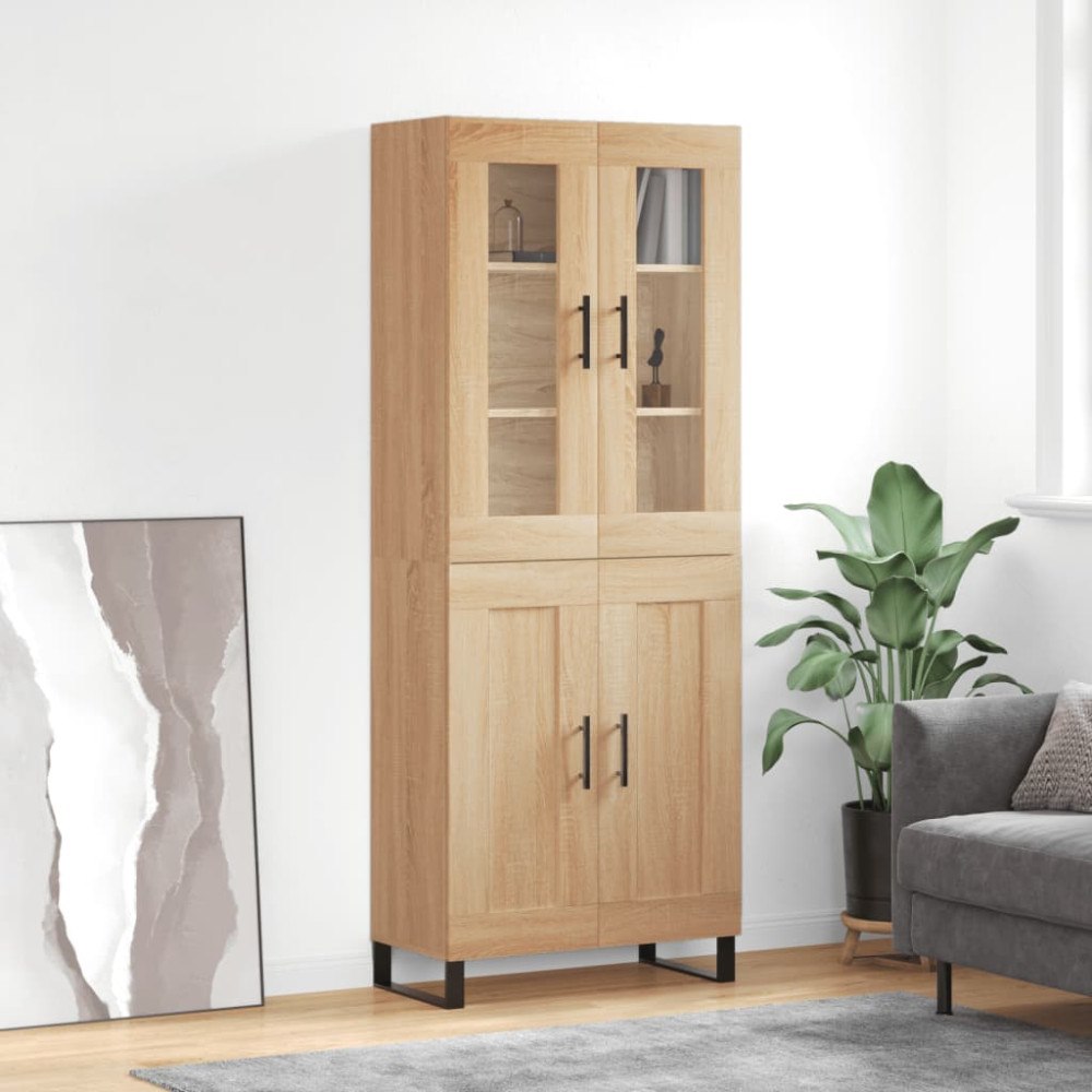 vidaXL Högskåp sonoma-ek 69,5x34x180 cm konstruerat trä