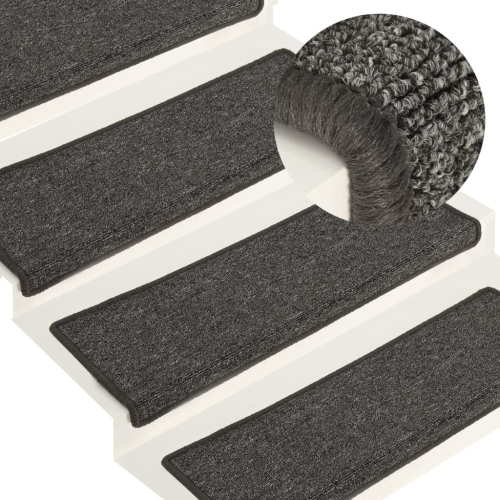vidaXL Trappmattor 15 st 65x21x4 cm mörkgrå rektangulär kant