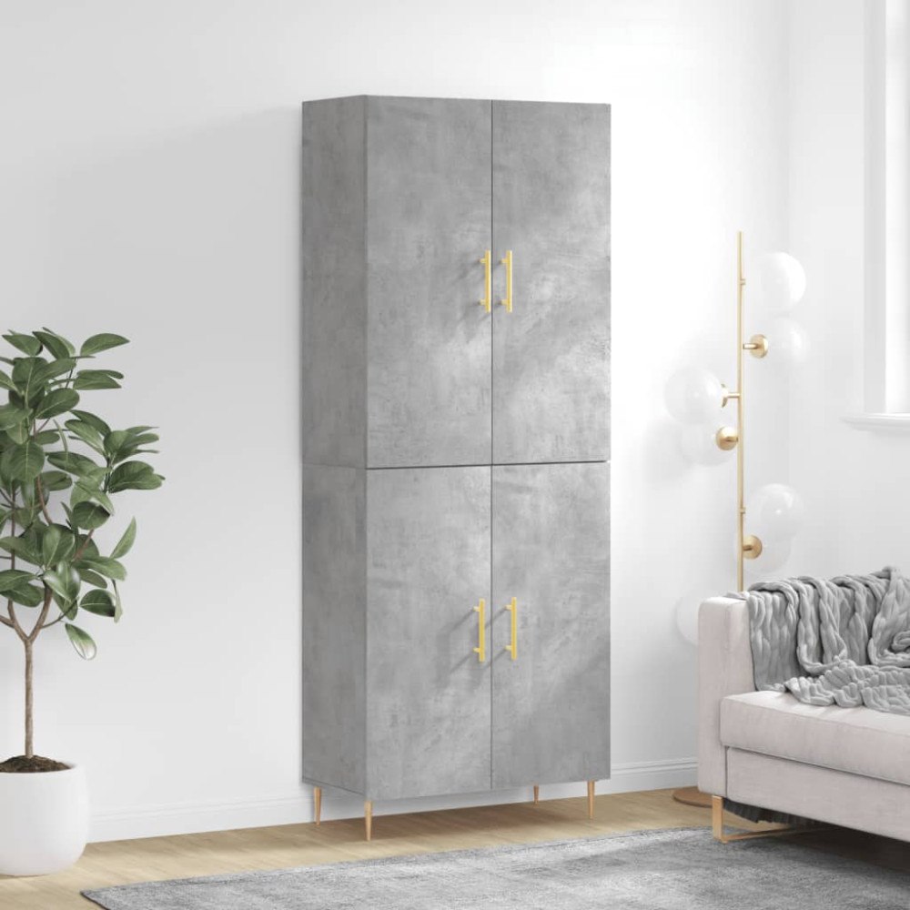 vidaXL Högskåp betonggrå 69,5x34x180 cm konstruerat trä
