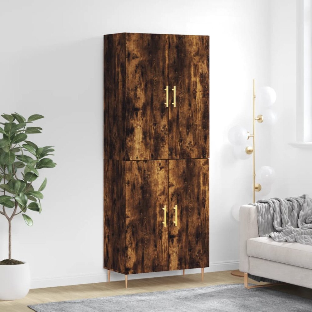vidaXL Högskåp rökfärgad ek 69,5x34x180 cm konstruerat trä