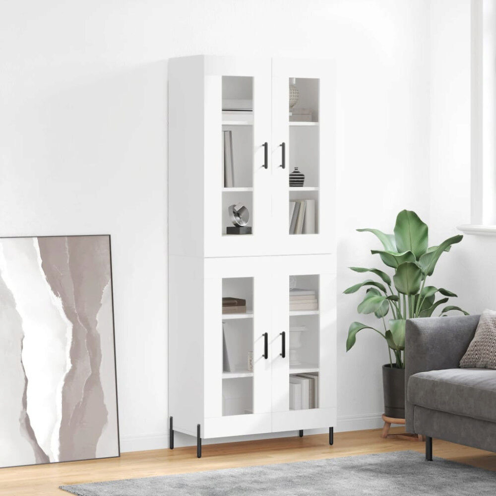 vidaXL Högskåp vit 69,5x34x180 cm konstruerat trä