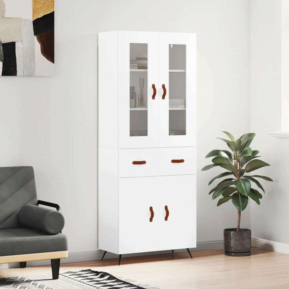 vidaXL Högskåp vit 69,5x34x180 cm konstruerat trä