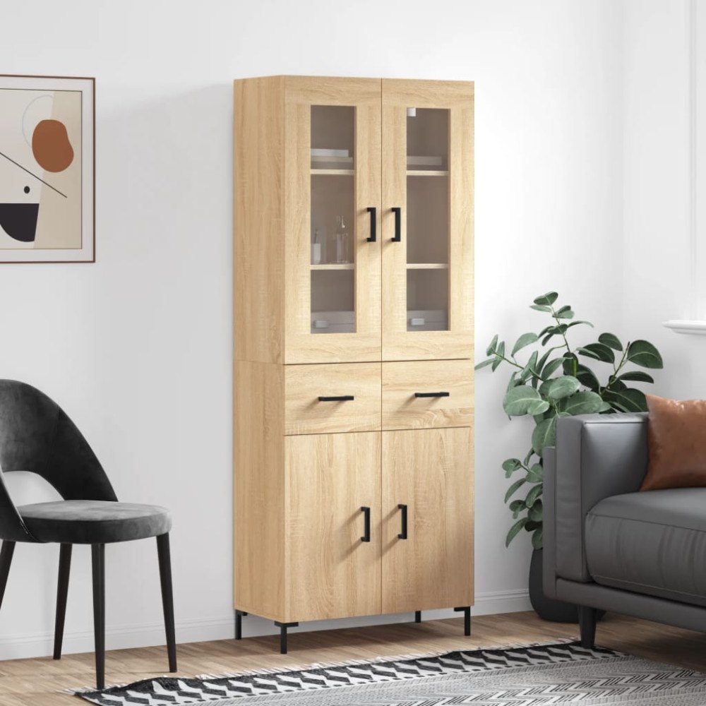vidaXL Högskåp sonoma-ek 69,5x34x180 cm konstruerat trä