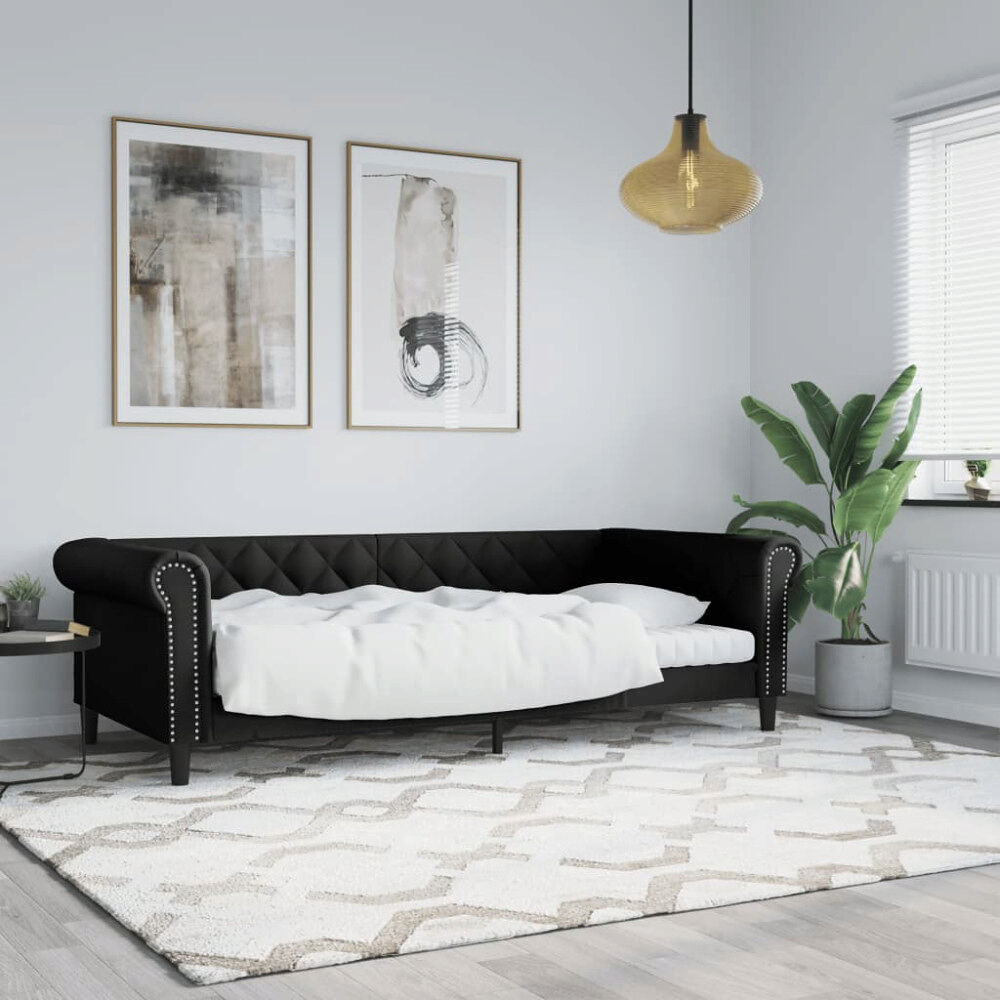 vidaXL Dagbädd svart 90x200 cm konstläder