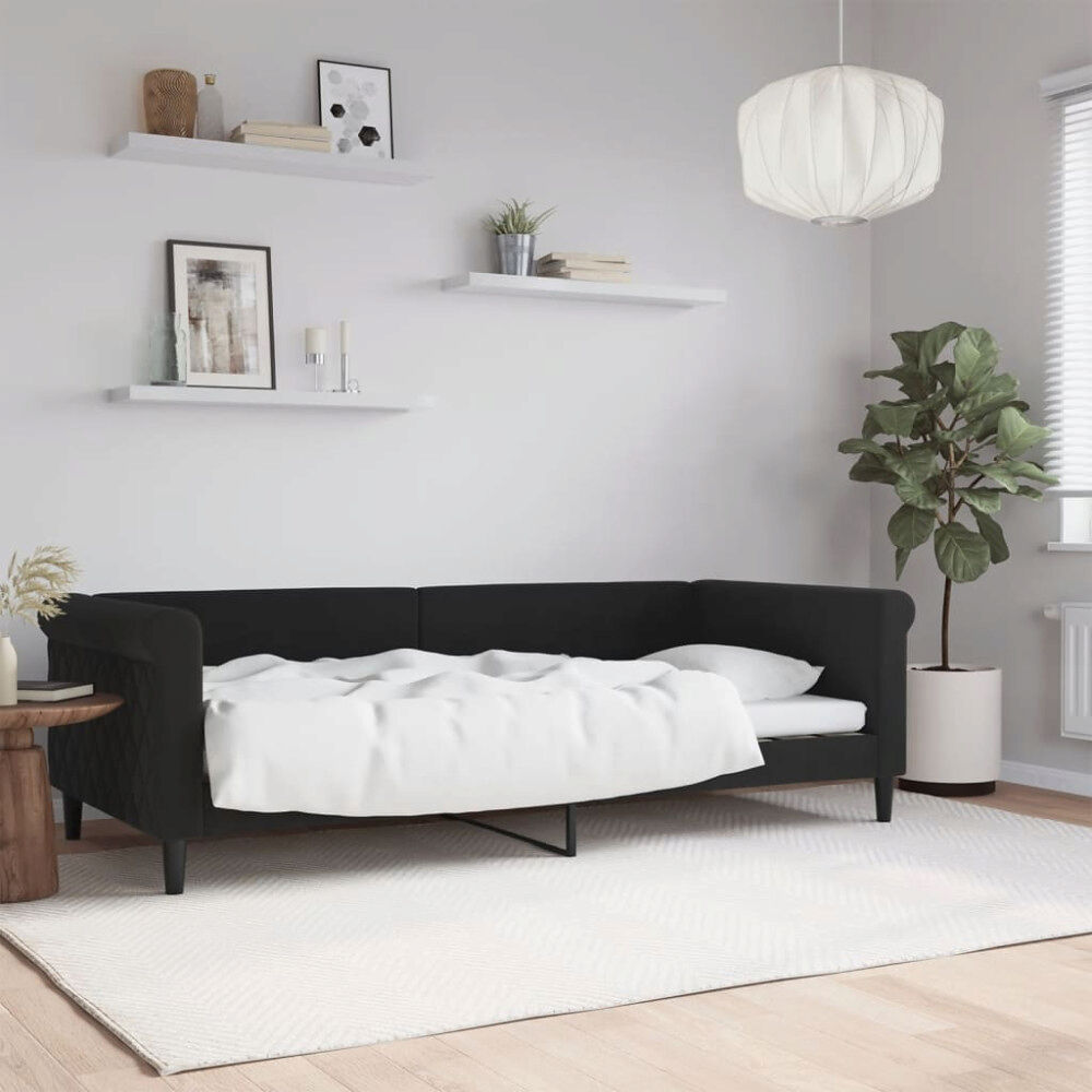 vidaXL Dagbädd svart 90x200 cm sammet