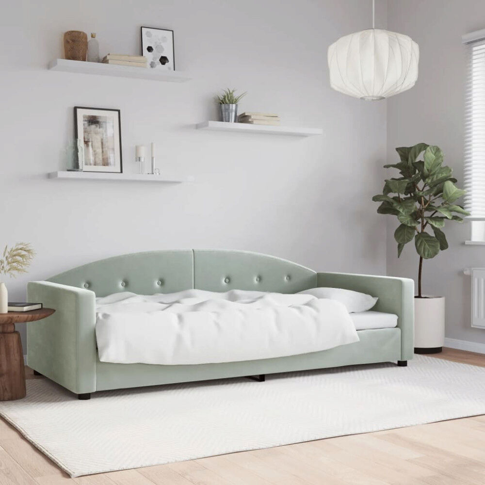 vidaXL Dagbädd ljusgrå 90x200 cm sammet
