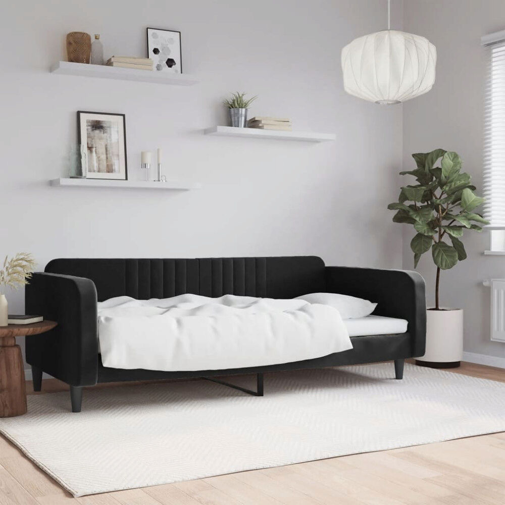 vidaXL Dagbädd svart 90x200 cm sammet