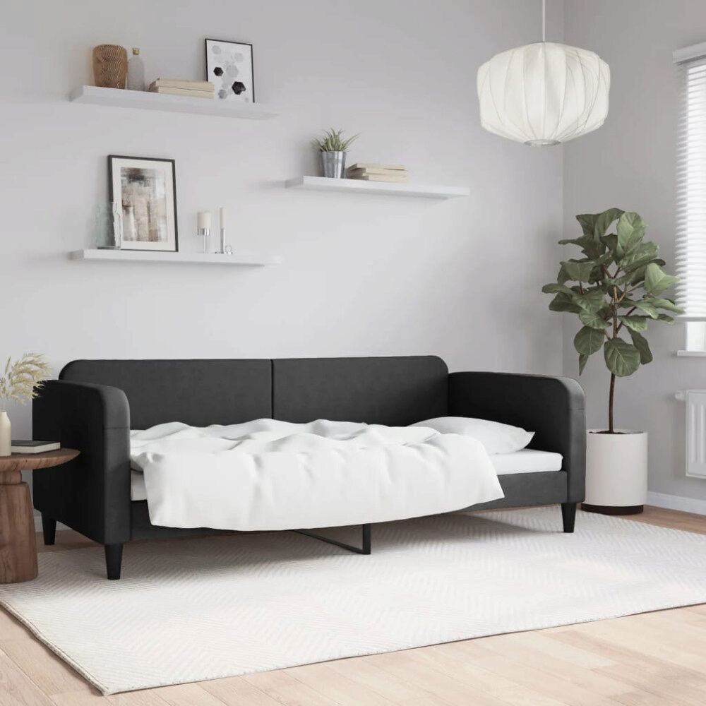 vidaXL Dagbädd svart 90x200 cm tyg