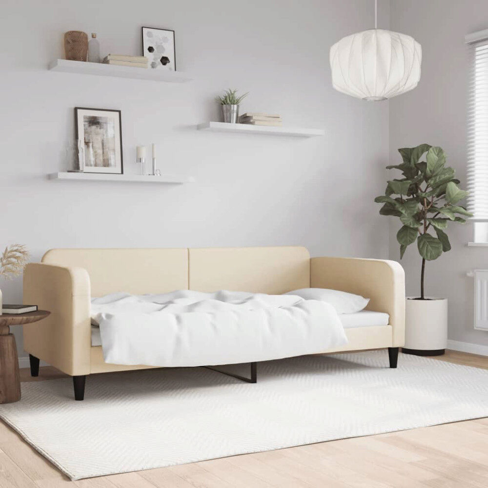 vidaXL Dagbädd gräddvit 90x200 cm tyg