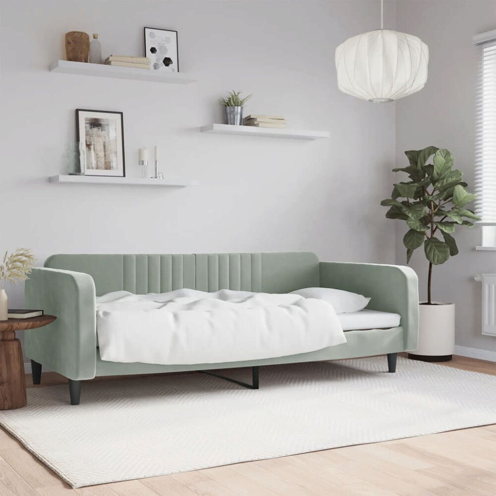 vidaXL Dagbädd ljusgrå 100x200 cm sammet