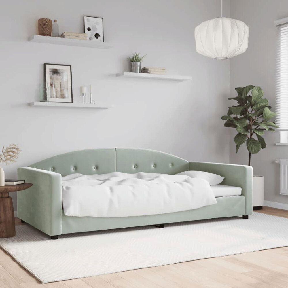 vidaXL Dagbädd ljusgrå 100x200 cm sammet