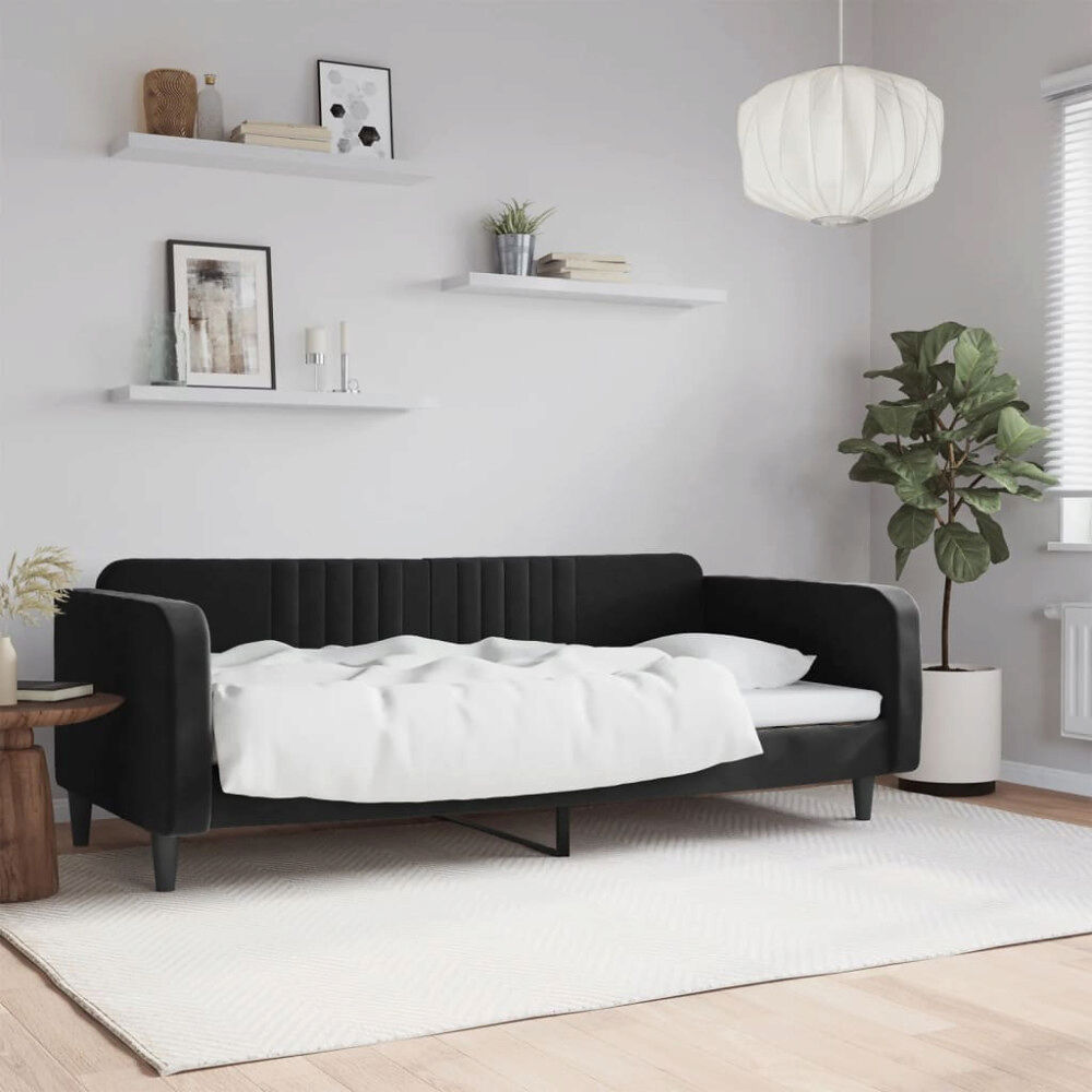 vidaXL Dagbädd svart 100x200 cm sammet