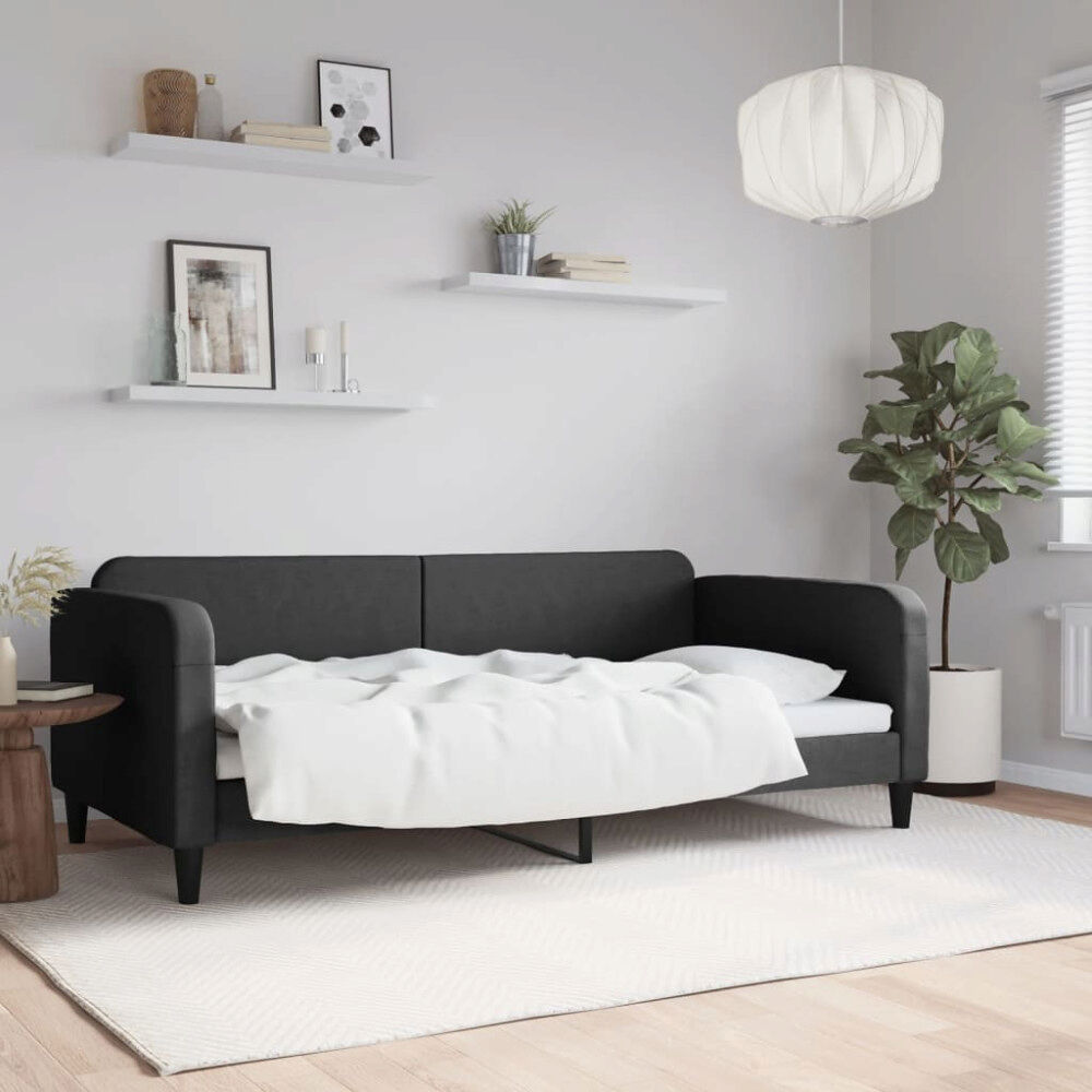 vidaXL Dagbädd svart 100x200 cm tyg