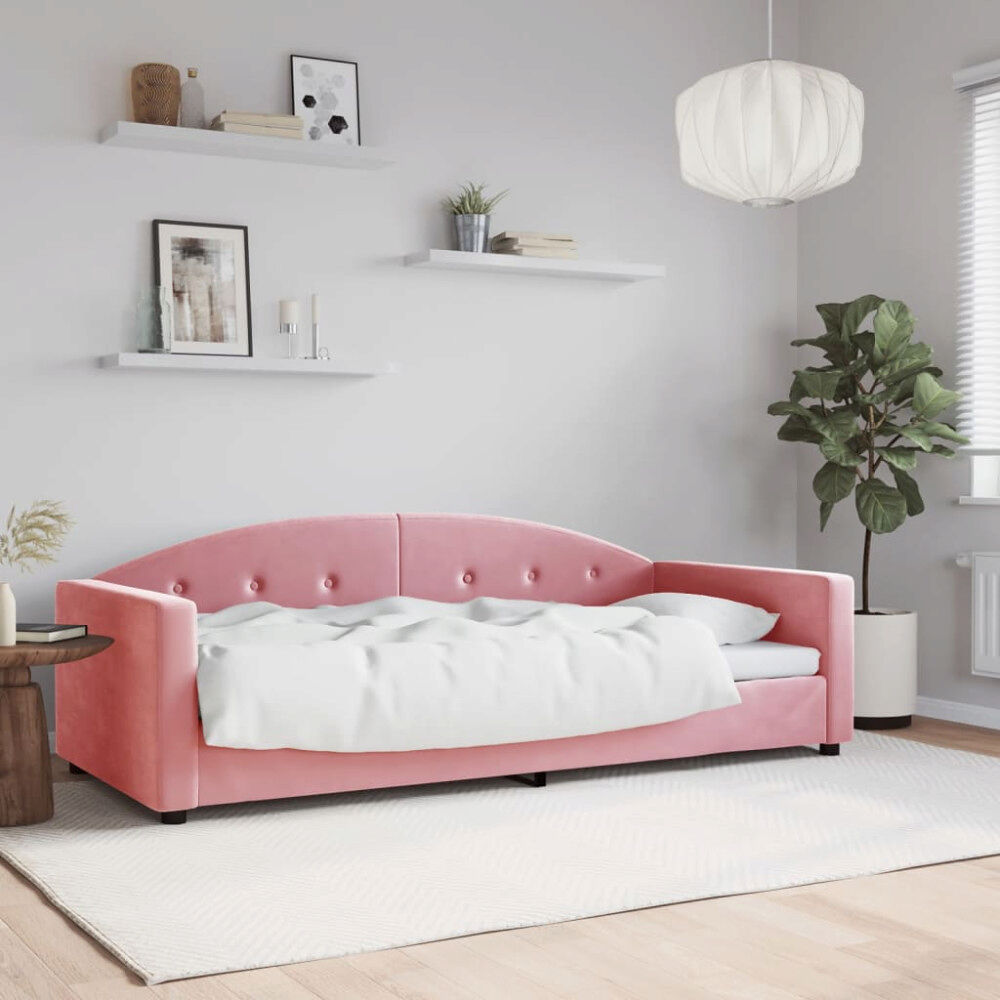vidaXL Dagbädd rosa 90x200 cm sammet