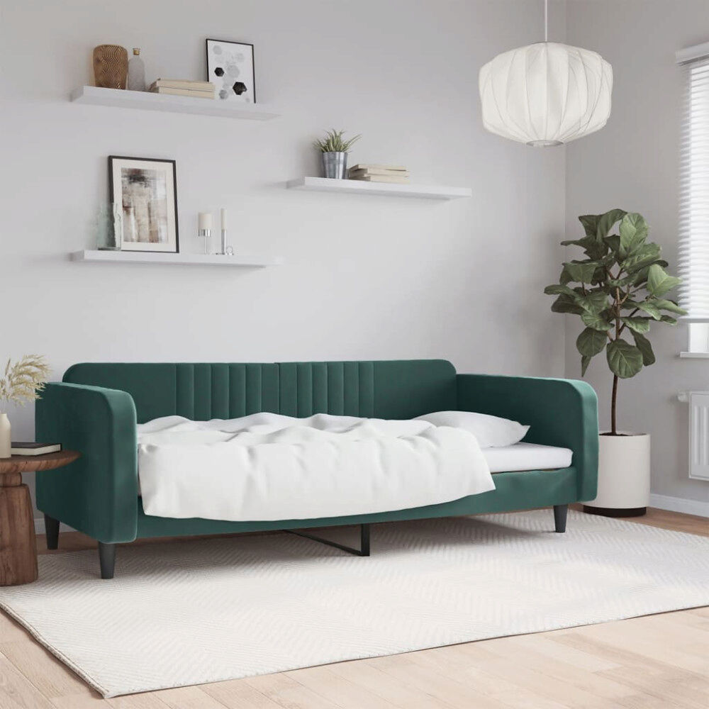 vidaXL Dagbädd mörkgrön 100x200 cm sammet