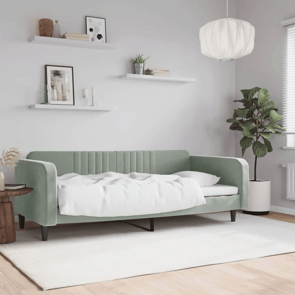 vidaXL Dagbädd ljusgrå 90x190 cm sammet
