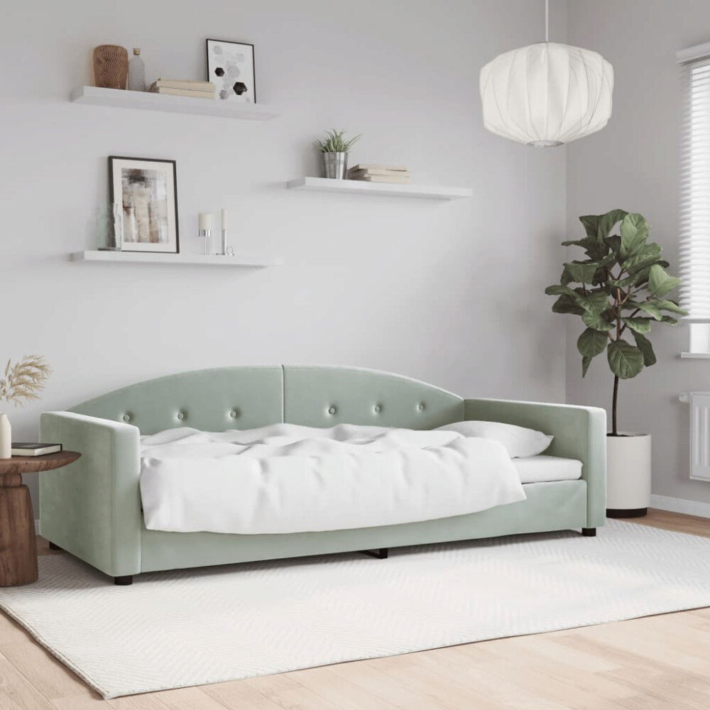 vidaXL Dagbädd ljusgrå 90x190 cm sammet