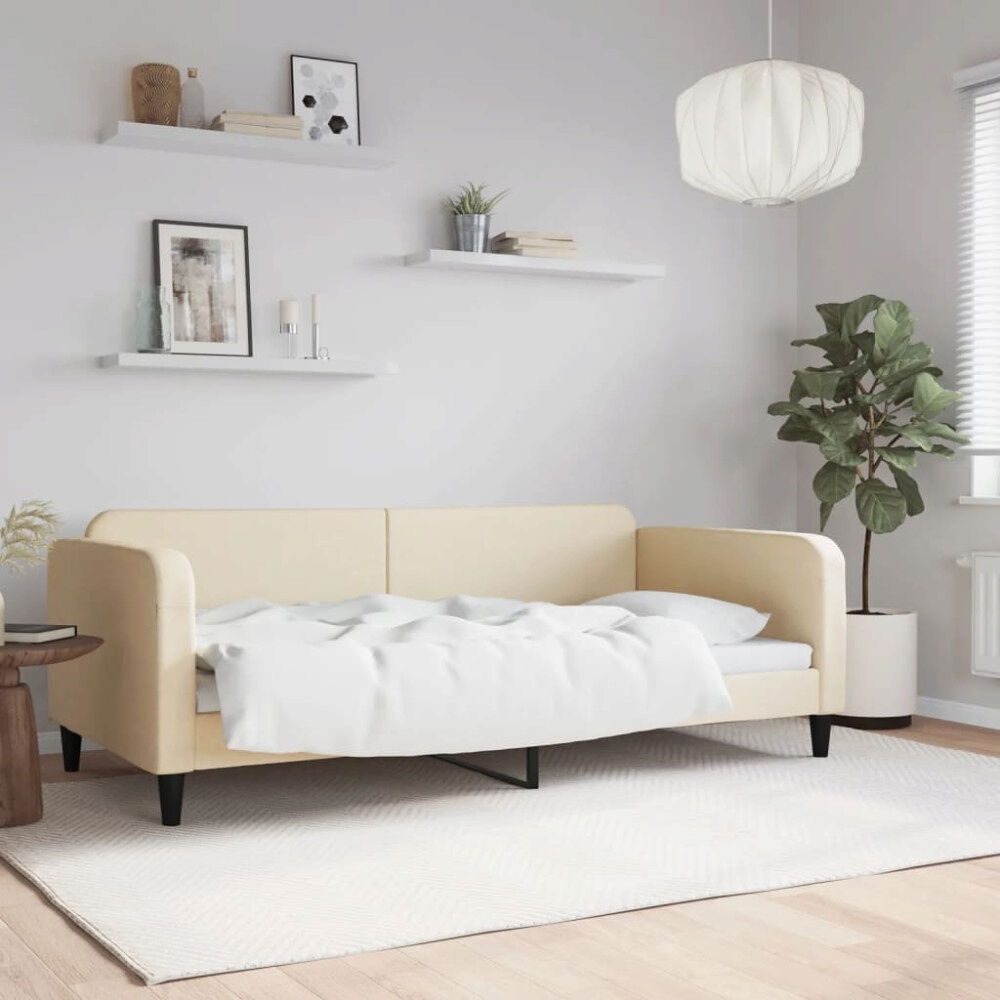 vidaXL Dagbädd gräddvit 100x200 cm tyg