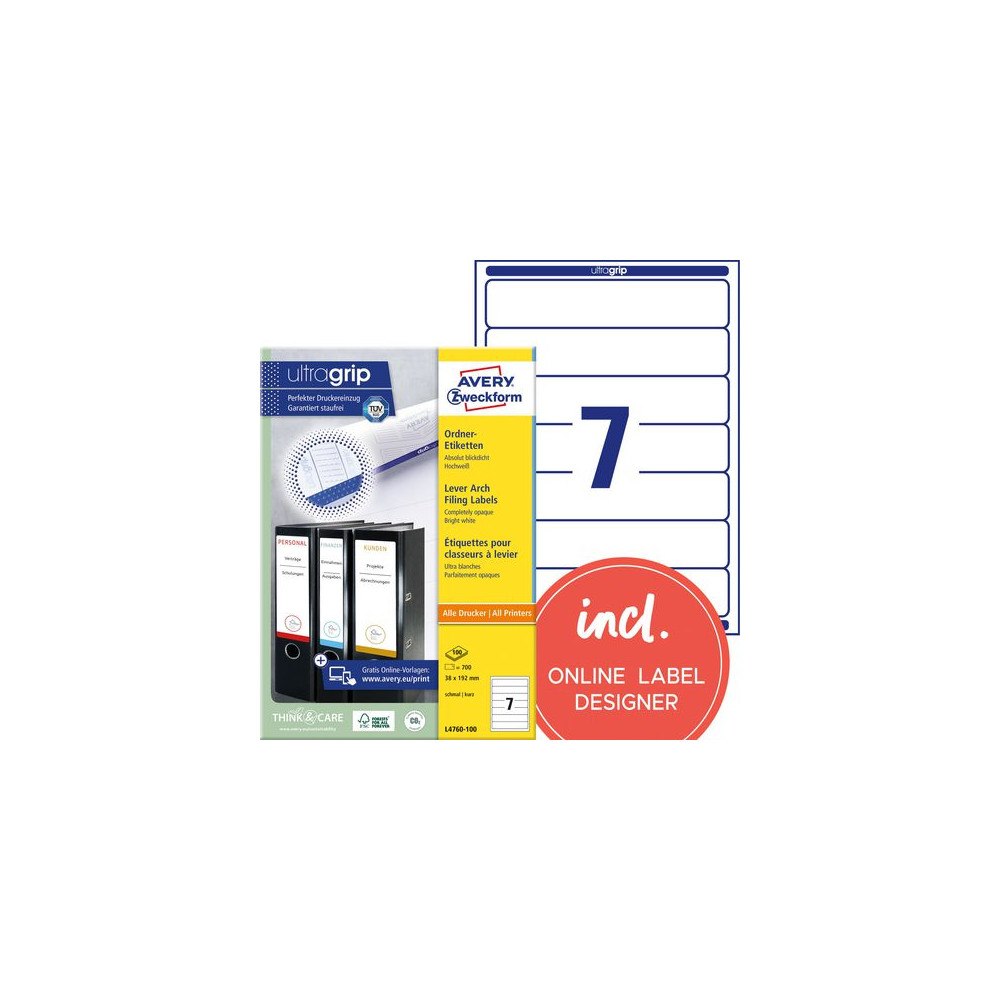 AVERY Etikett AVERY Pärm 192x38mm 700/fp