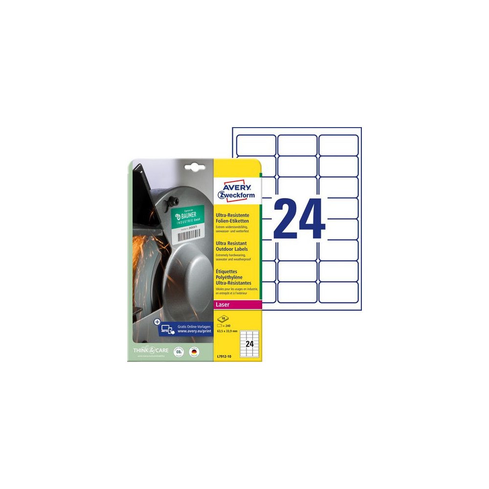 AVERY Etikett AVERY 63,5x33,9mm 240/fp