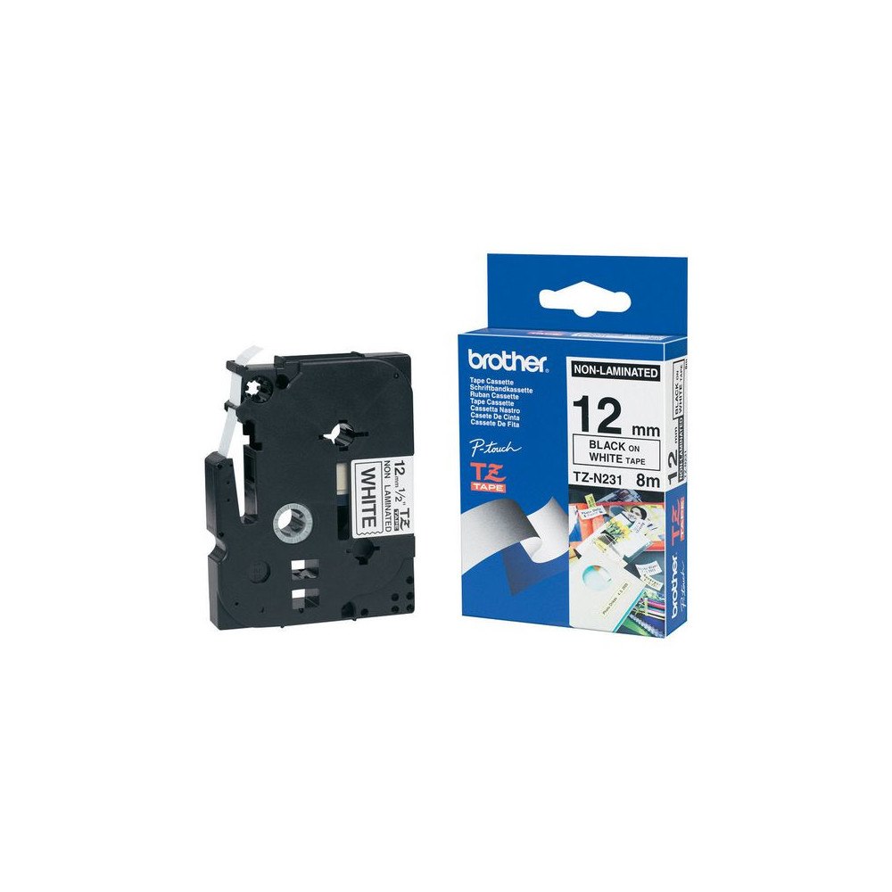 Brother Tape BROTHER TZEN231 12mm svart på vit