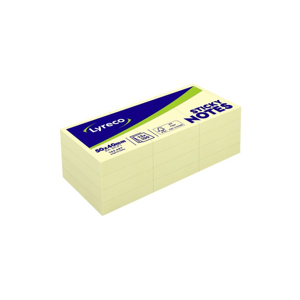 Lyreco Notes LYRECO standard 40x50mm gul 12/fp