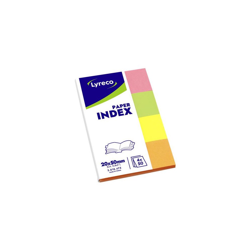 Lyreco Indexflikar LYRECO 20x50mm 4 färg 200/fp