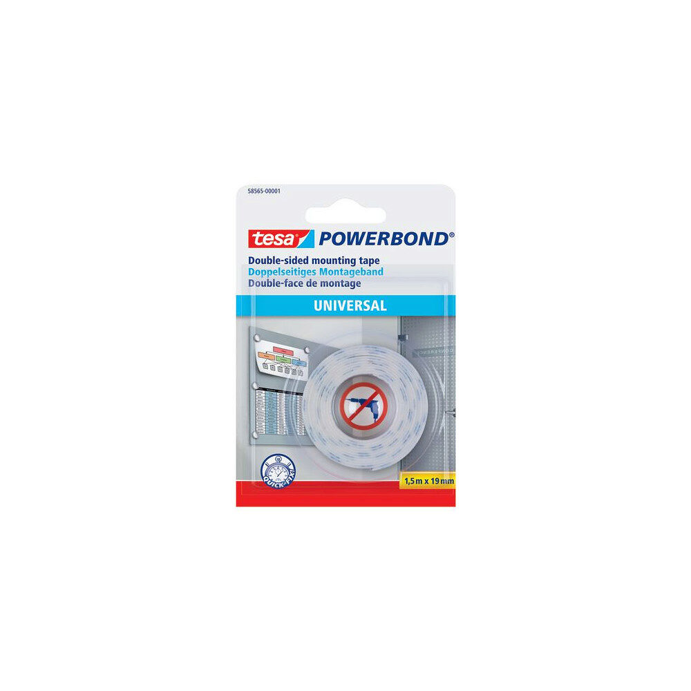tesa Dubbelhäftande TESA Powerbond 1,5mx19mm